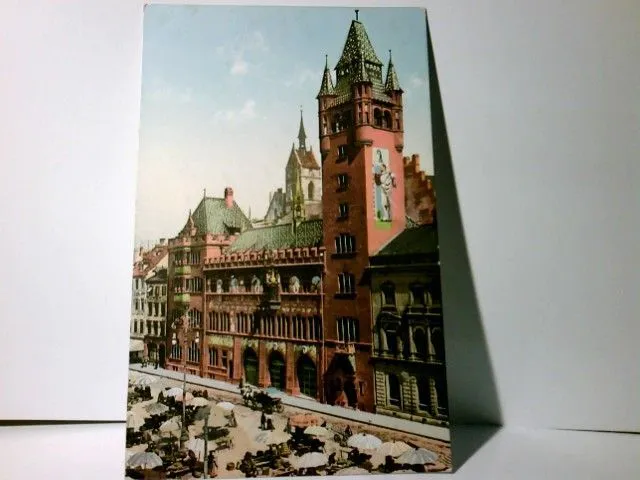 Basel. Rathaus. Schweiz. Alte Ansichtskarte / Postkarte farbig, gel. 1907.Rathau