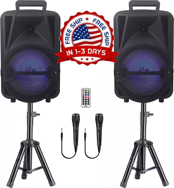 2 Bocinas Bluetooth Grandes Para Fiestas Con Microfono Para Karaoke 8'' NUEVO