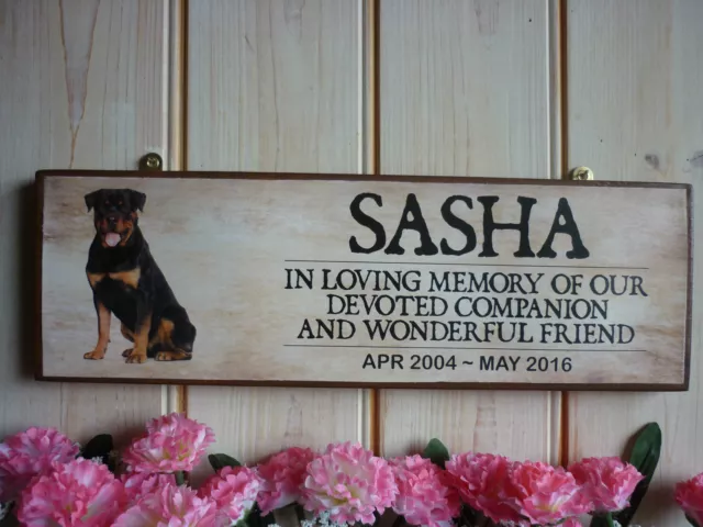 Hand Made Dog In Memory Sign Rottweiler Memorial Sign Garden Sign Pet Rip Plaque