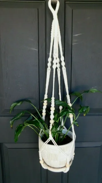 Macrame Plant Hanger Planter Basket Flower Pot Holder Cotton Rope NWOT Free Ship