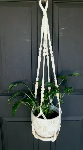 Macrame Plant Hanger Planter Basket Flower Pot Holder Cotton Rope NWOT Free Ship