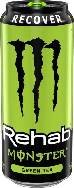 Monster Rehab Green Tea Energy, Energy Iced Tea, Energy Drink 15.5oz Pack of 16