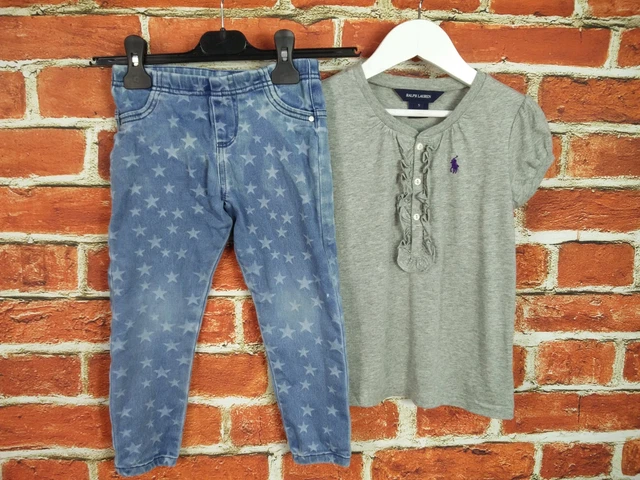 Girls Bundle Aged 4-5 Years Ralph Lauren M&S Jeans Short Sleeve T-Shirt 110Cm