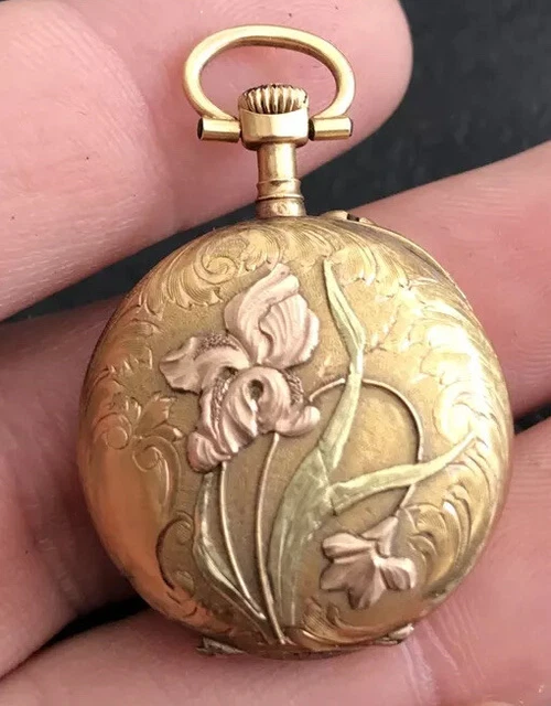 Chaîne De Montre à Gousset Ancienne Plaquée Or - Style Art Nouveau Avec Breloque Et Poinçon Savard
