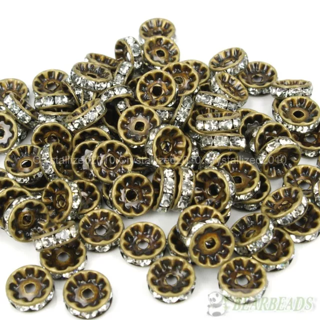 100Pcs Czech Crystal Rhinestones Bronze Rondelle Beads 4mm 5mm 6mm 8mm 10mm 12mm