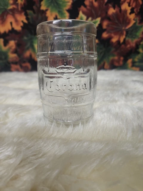 Corona Glass Keg Beer Drinking Barrel Mug Collectable Clear Novelty