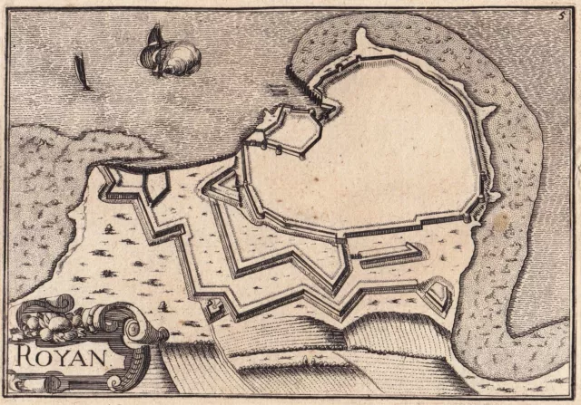 Gravure XVIIe Plan de Royan Charente Maritime Christophe Tassin 1634