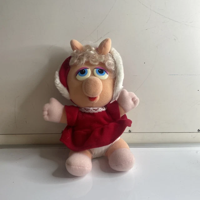 Vintage 1987 Muppet Babies Miss Piggy 10” Christmas Plush Jim Henson
