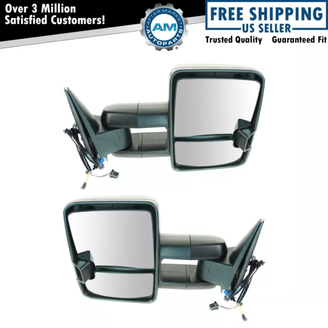 Towing Mirrors Power Heated LED Signal Pair For 03-07 Chevy Silverado GMC Sierra