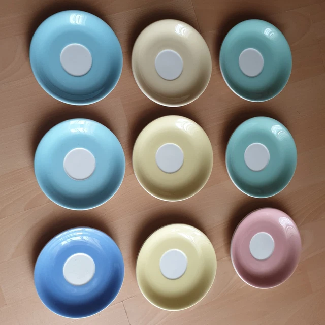 9 Assiettes Sous Tasses 14 Cm  Ceranord  St Amand Semi Vitrifie
