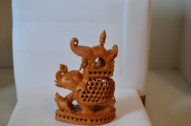 Wooden Ambari Elephant Solid Wood Hand Carved