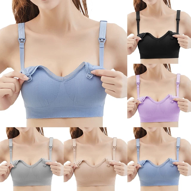 Padded Underwire Bra Women's Seamless Vertical Stripe Front Open Breast Feeding