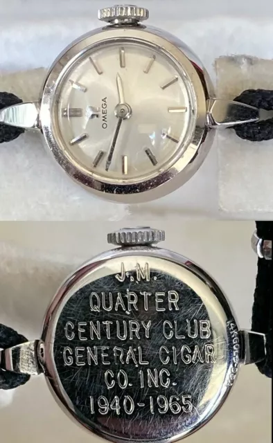 OMEGA Femmes 14k or Blanc Général Cigare, Inc. 1/4 Siècle Retraite Montre