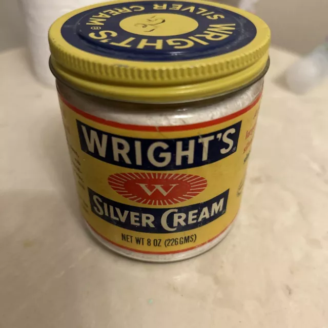 Vintage Wright's Silver Cream Polish full Jar Advertising Container Prop