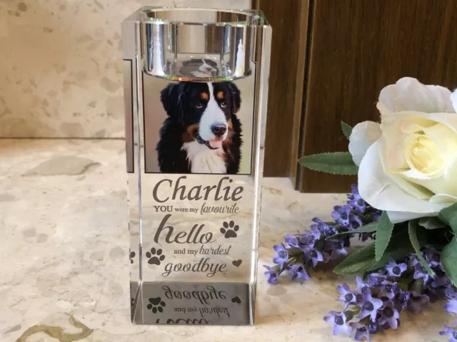 Portacandele in vetro tealight commemorativo foto personalizzato - foto personale cane gatto