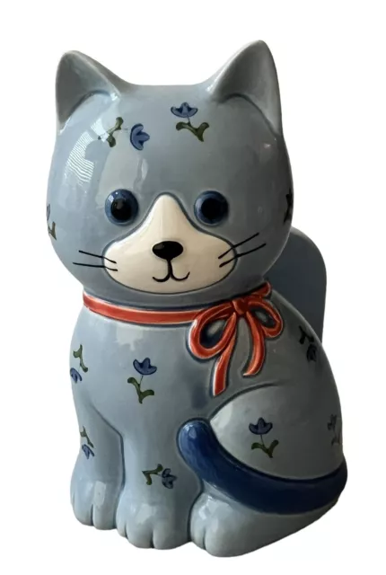 Vintage Otagiri Blue Cat Flowers Decorative Napkin Holder