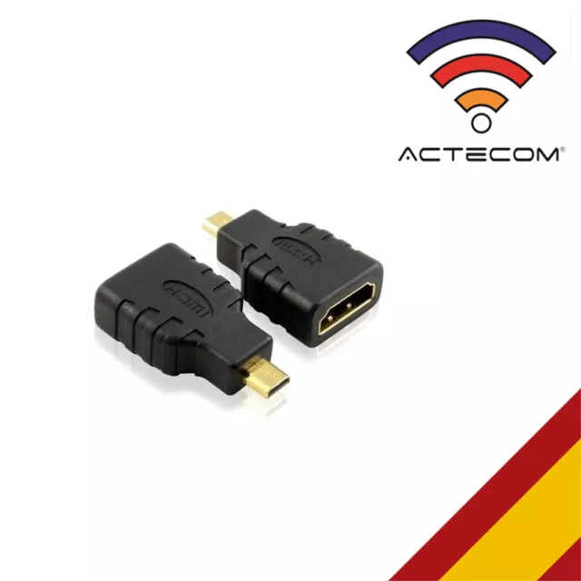 ACTECOM® Adaptador Conversor - MiCRO HDMI Macho a HDMI Hembra