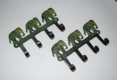 Brass Triple Elephant Wall Hooks Wild Mammoth Design Multiple Hook Hangers EK486