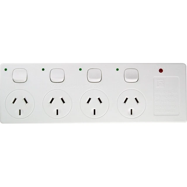 Ozstock Ur1004Sw 4 Way Power Board White Individually Switched