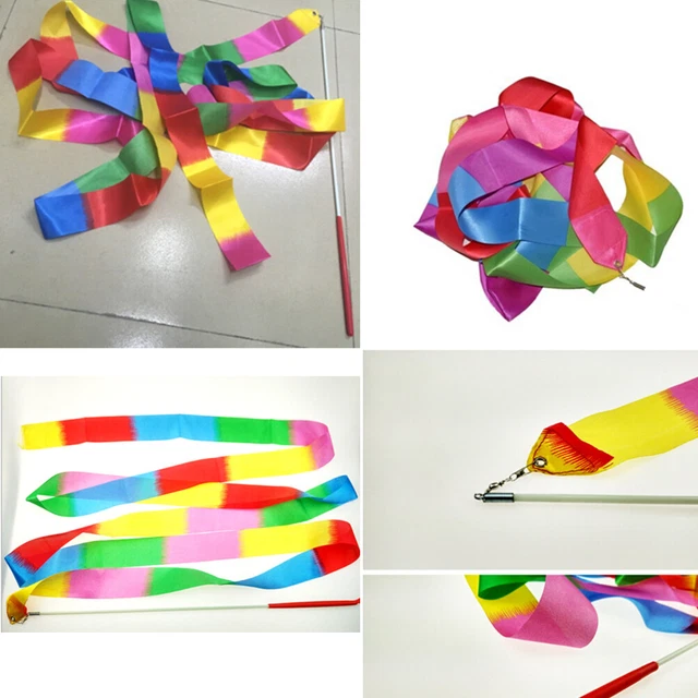 4m Kids Dance Ribbon  Gym Rhythmic Art Gymnastic Ballet Streamers Twirling ;QH