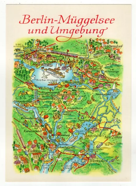 AK Berlin - Müggelsee und Umgebung, Landkarte, MAP, Umgebungskarte