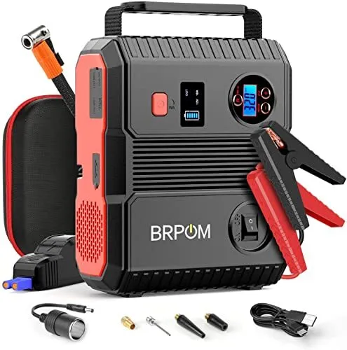 BRPOM Car Jump Starter with Air Compressor 150PSI 4000A Peak 24000mah Up to A...