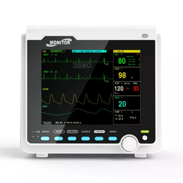 Portable Medical Patient Monitor 8" ICU Vital Signs ECG,RESP,SpO2,PR,NIBP,TEMP