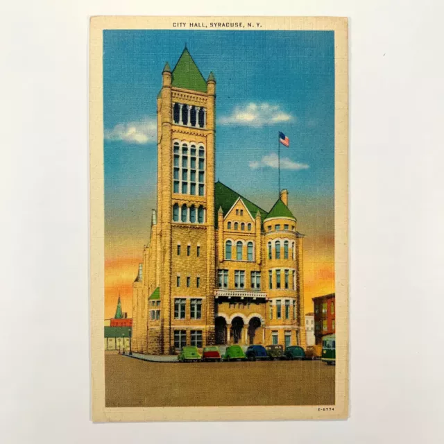 Postcard New York Syracuse NY City Hall 1940s Linen Unposted