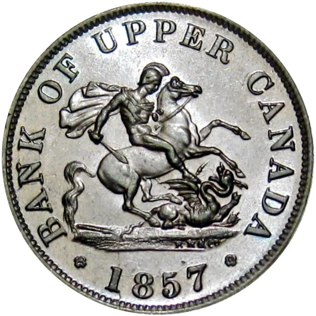 1857 Bank Of Upper Canada Half Penny Token Dragon Breton 720