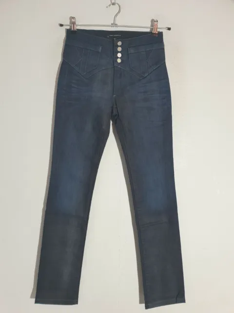 Jeans stretch da donna Karl Lagerfeld W26 L34 blu vita alta look lavato nuovi