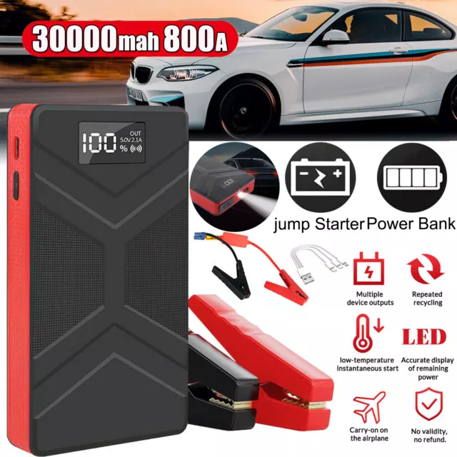 Auto Starthilfe Jump Starter 30000mAh 800A LED Ladegerät Booster USB Powerbank