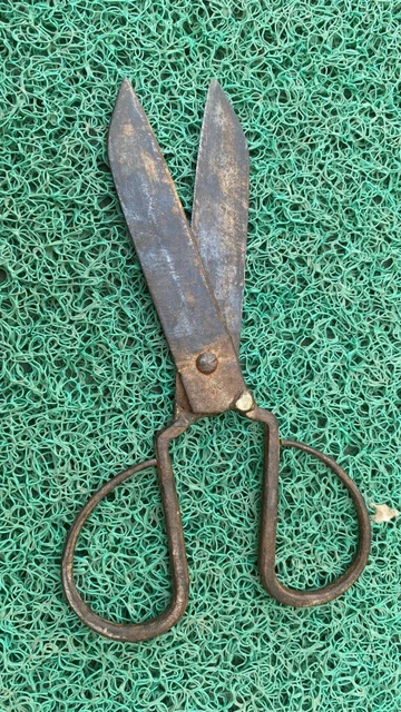 Antiquated Primitive Age Old Hand Forged Iron Two-Handed Scissor Cutting Tool