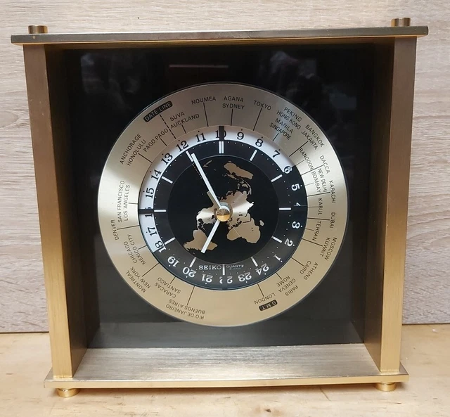 VTG SEIKO JAPAN Quartz World Time Zone Desk Mantle Clock Flying