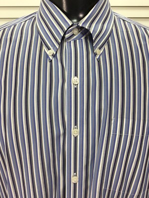 J. Hilburn Mens Dress Shirt Size (see measurments) Blue Striped Long Sleeve  T1b