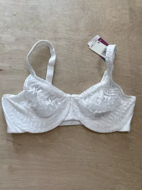 OLGA BY WARNER'S Sheer Leaves Lace Full-Fig 35519 Minimizer Bra White Size  40 D $16.99 - PicClick