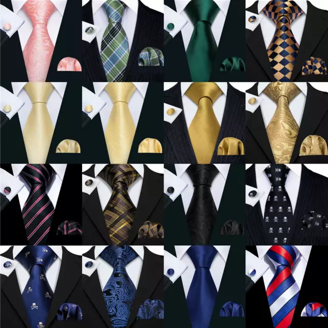 150 Colors Mens Tie Blue Black Grey Gold Pink Paisley Solid Silk Necktie Tie SET