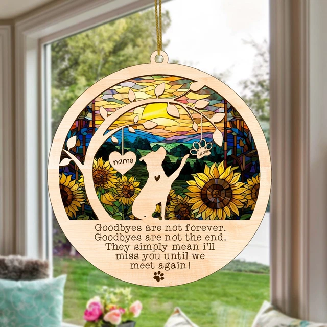 Personalized Pitbull Memorial Suncatcher, Christmas Ornament with Name Date