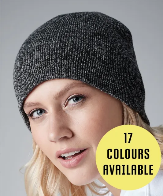 Beanie Hat Knitted Woolly Hat Cuffless Skandi Winter Warm Mens Womens Ladies