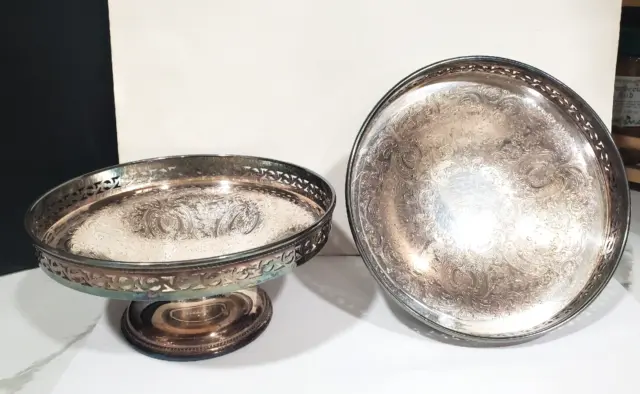 2 Barker Ellis Silver plate Footed Bowls 6.25''x3''