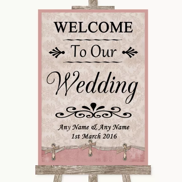 Pink Shabby Chic Welcome To Our Wedding Personalised Wedding Sign