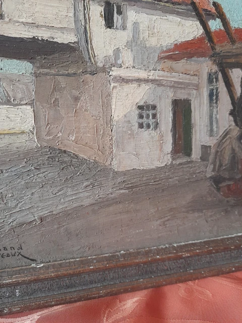 ANCIENNE PEINTURE INTÉRIEUR de ferme signée Fernand Rousseaux école ...