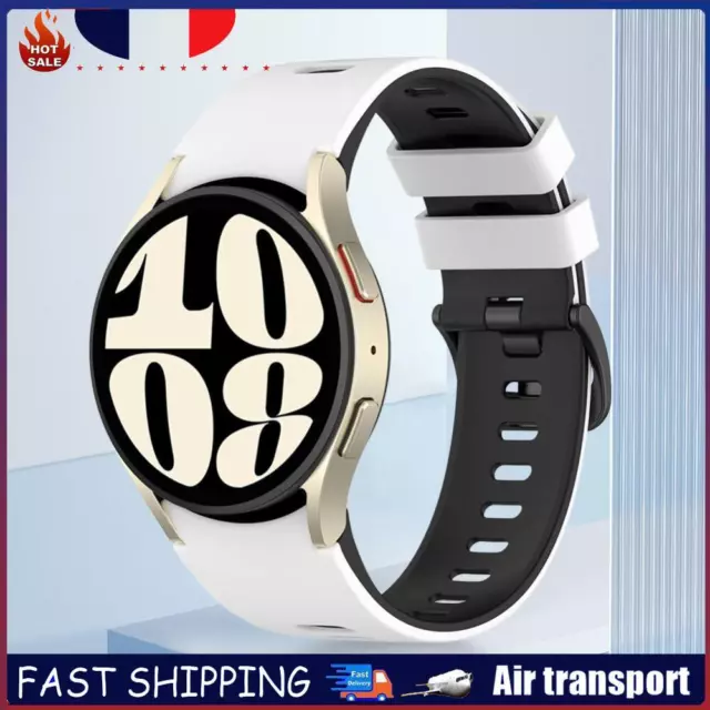 Sport Strap Long Lasting Watch Strap for Galaxy Watch 6 (White Black) FR