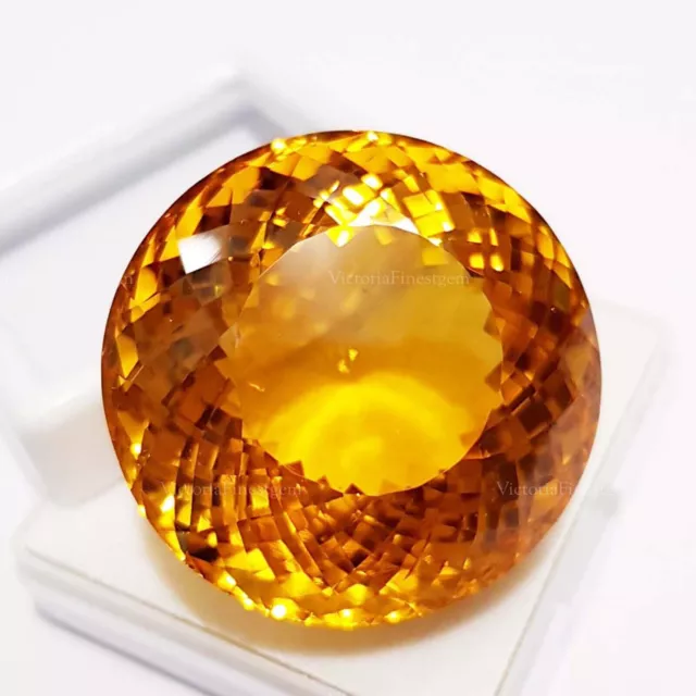 AAA+ Certified Natural 121.75 Ct Round Yellow Citrine Brazilian Loose Gemstone 2