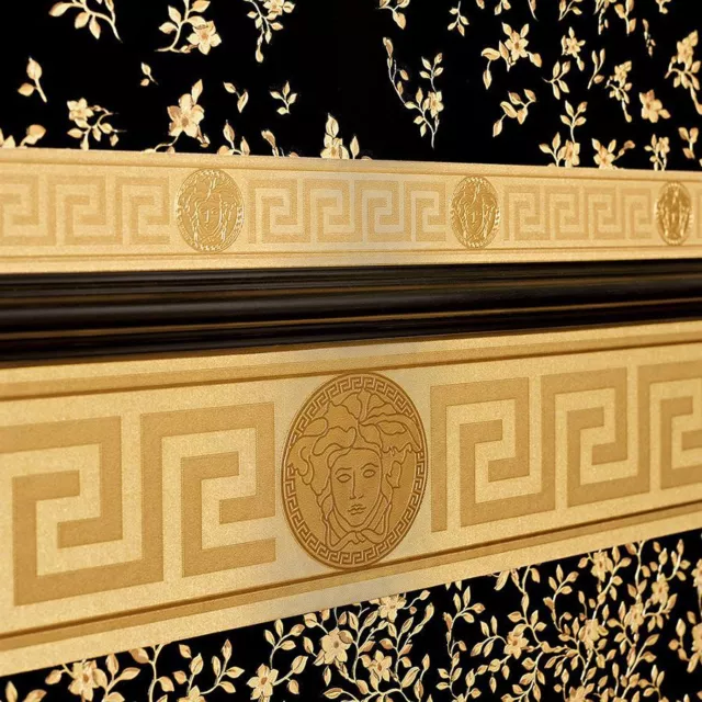 Gold Versace Wallpaper Border Luxury Greek Key Satin Modern Designer