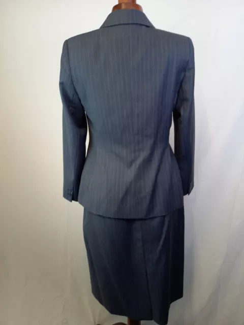 Sam's Tailor Hong Kong Bespoke Ladies Grey Pinstripe Tailored Skirt Suit 3