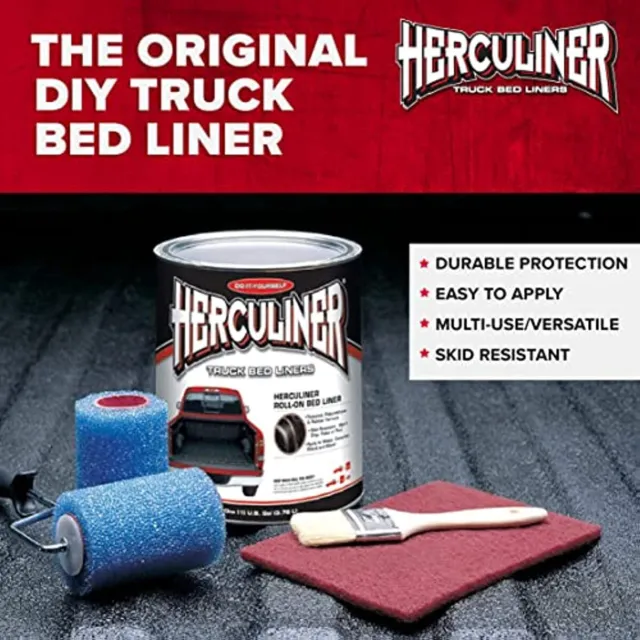 HERCULINER HCL1B8 Brush-on 1 Gal Bed Liner Kit, Black