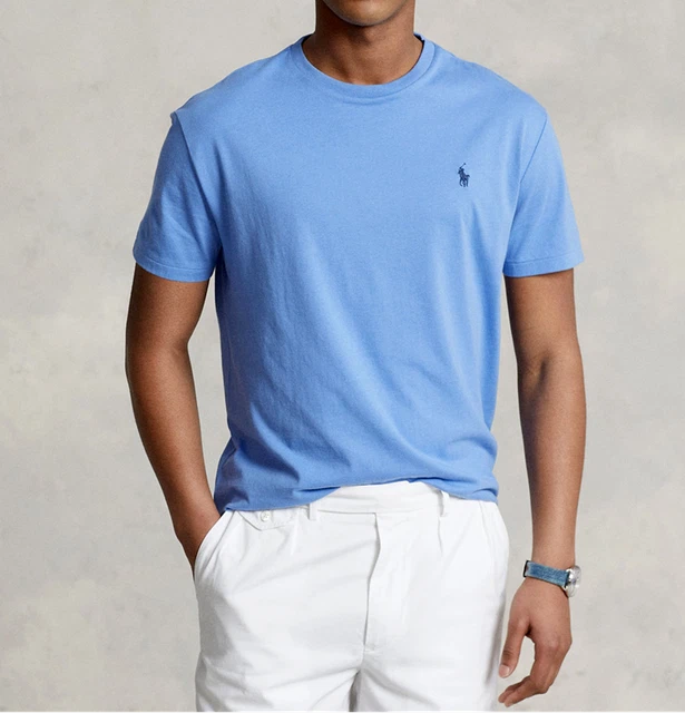 T-shirt Polo Ralph Lauren RL / Custom Fit / Retro Collector Vintage Bleu Ciel XL