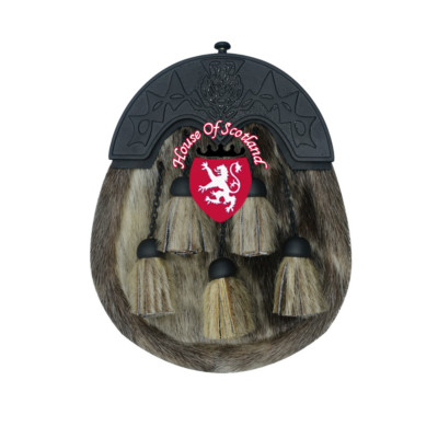 Cardo Hs Uomo Kilt Scozzese Sporran Bovina Pelle Cardo Nodo Nero Jet Cantle Cintura 