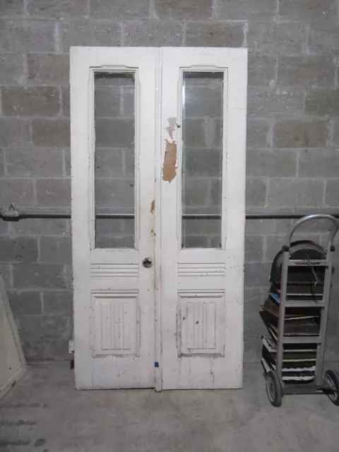 ~ ORNATE ANTIQUE DOUBLE ENTRANCE FRENCH DOORS ~ 45.5 x 89.25 ~ SALVAGE