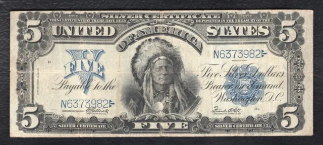 Fr 280 1899 $5 Five Dollars “Chief” Silver Certificate Currency Note Very Fine